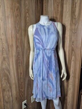 Sundance Blue Silk Watercolor Dress, M.great condition..no holes spots or damage